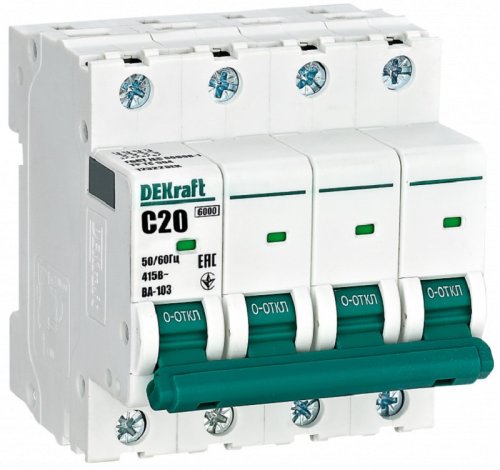 Выключатель автоматический DEKraft ВА-103 4п 20А C 6кА картинка